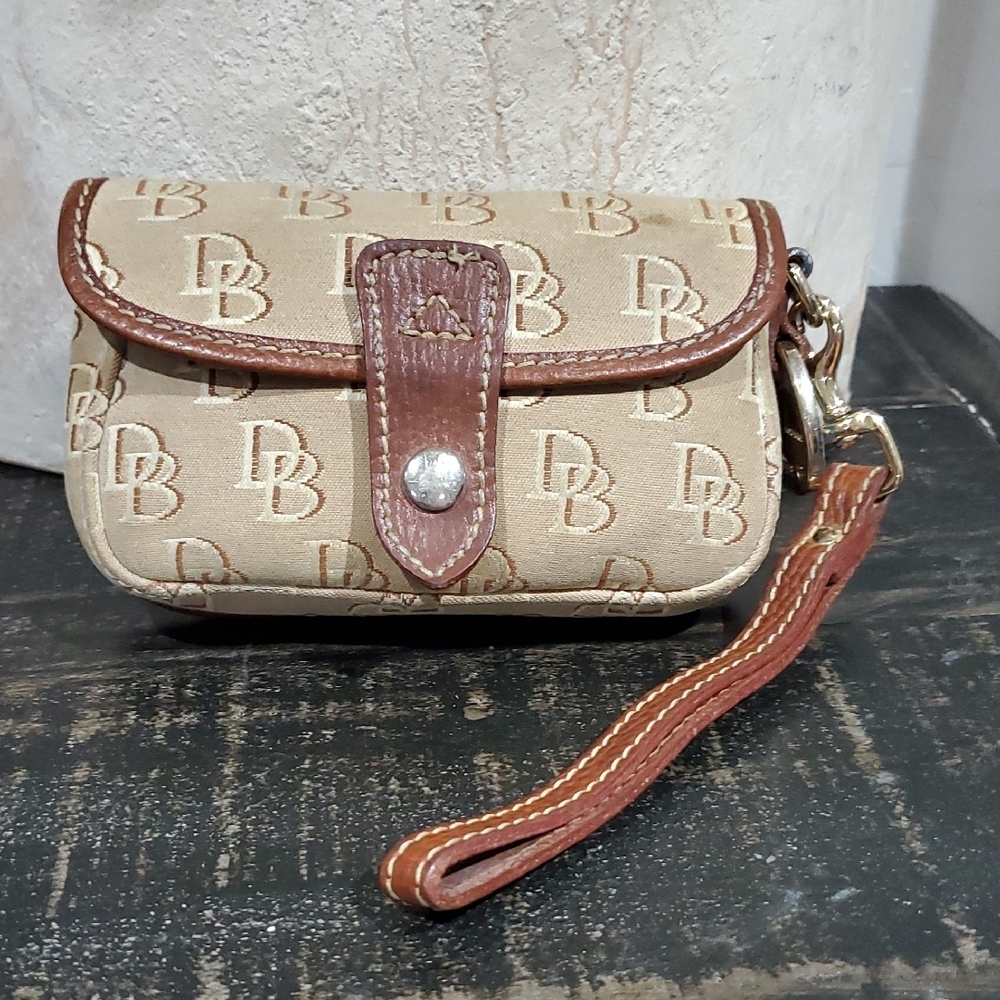Dooney & Bourke Beige and Brown Monogram Wristlet